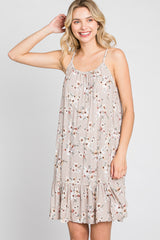 Taupe Floral Sleeveless Dress