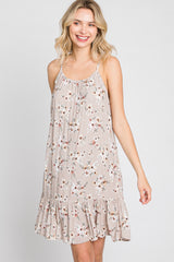 Taupe Floral Sleeveless Dress