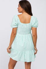 Mint Striped Sweetheart Maternity Mini Dress