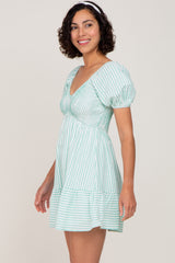 Mint Striped Sweetheart Mini Dress