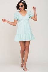 Mint Striped Sweetheart Mini Dress