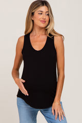 Black Scoop Neck Maternity Tank Top