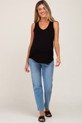 Black Scoop Neck Maternity Tank Top