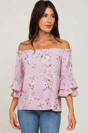 Pink Floral Off Shoulder Blouse