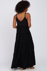 Black Sleeveless Tiered Maxi Dress