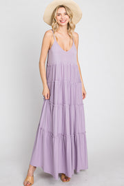 Lavender Sleeveless Tiered Maxi Dress