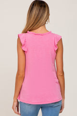 Pink Ruffle Accent Maternity Top