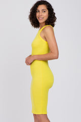 Neon Yellow Ribbed Fitted Tank Dress