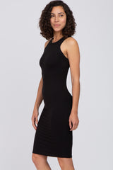 Black Ribbed Sleeveless Dress