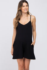 Black V-Neck Basic Maternity Romper