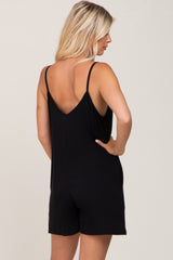 Black V-Neck Basic Romper