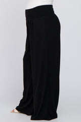 Black Smocked Wide Leg Maternity Pants