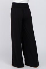 Black Smocked Wide Leg Maternity Pants