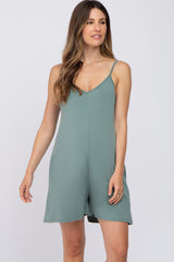 Sage V-Neck Basic Maternity Romper