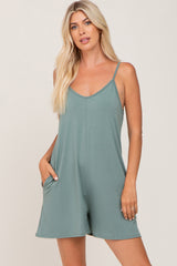 Sage V-Neck Basic Maternity Romper