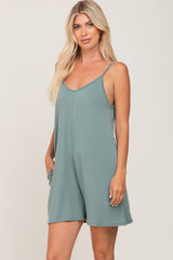 Sage V-Neck Basic Romper