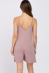 Mauve V-Neck Basic Maternity Romper