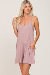 Mauve V-Neck Basic Romper