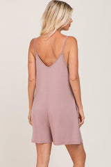 Mauve V-Neck Basic Romper