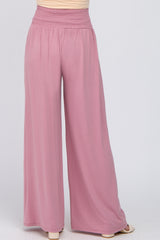 Mauve Smocked Wide Leg Pants