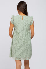 Mint Eyelet V-Neck Maternity Dress