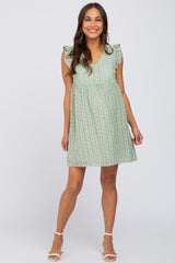 Mint Eyelet V-Neck Maternity Dress