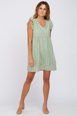 Mint Eyelet V-Neck Maternity Dress