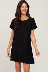 Black Scalloped Maternity Shift Dress