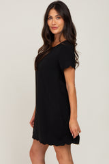 Black Scalloped Shift Dress