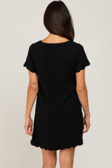 Black Scalloped Shift Dress