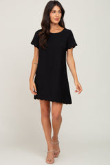 Black Scalloped Shift Dress