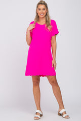 Fuchsia Scalloped Maternity Shift Dress