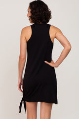 Black Sleeveless Knotted Hem Dress