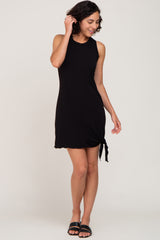 Black Sleeveless Knotted Hem Dress