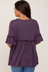 Plum Ruffle Accent Babydoll Maternity Top