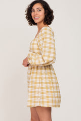 Mustard Plaid Long Sleeve Dress