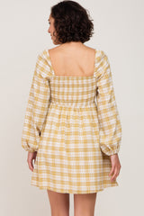 Mustard Plaid Long Sleeve Dress