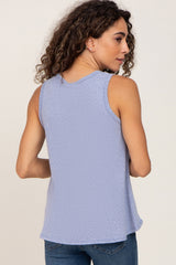 Blue Basic Heathered Tank Top