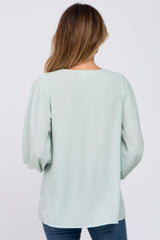 Mint Long Sleeve Crochet Lace Blouse