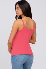 Coral Ribbed V-Neck Maternity Tank Top