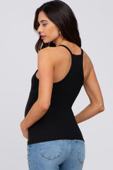 Black Ribbed Racerback Maternity Tank Top