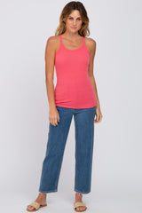 Coral Ribbed Racerback Tank Top