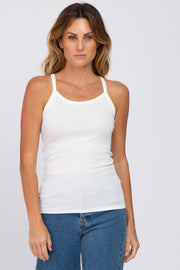 Ivory Ribbed Racerback Tank Top