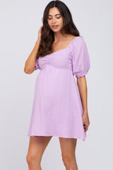 Lavender Sweetheart Neckline Maternity Mini Dress