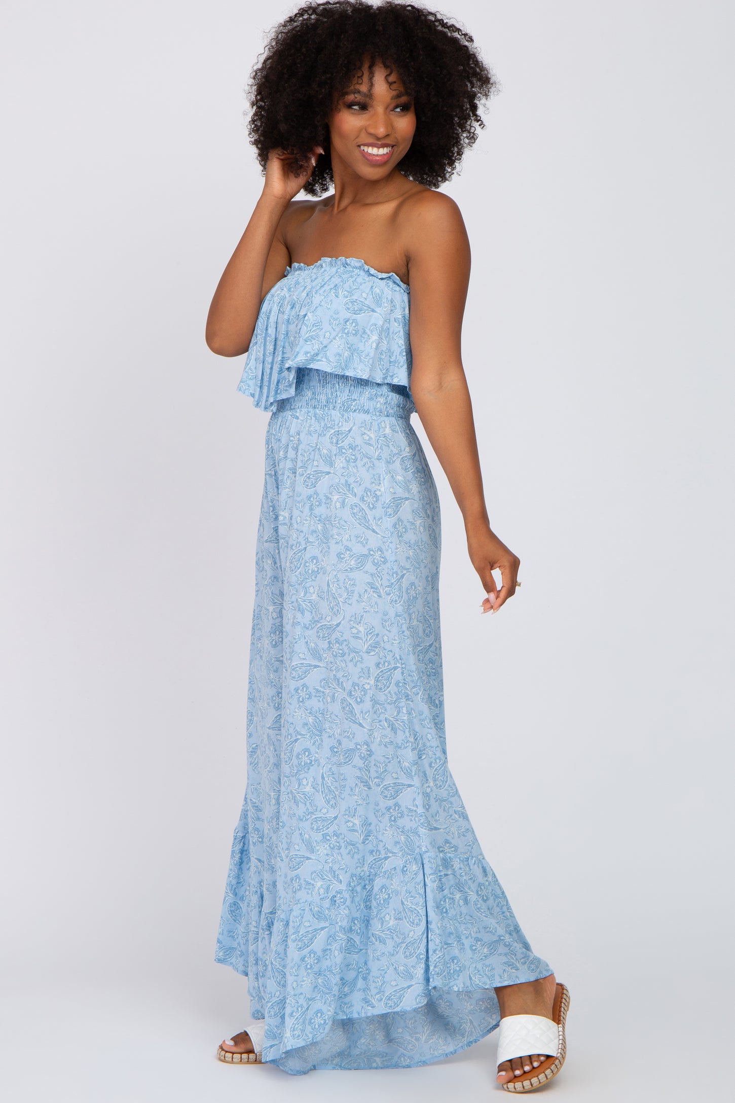 Light Blue Strapless Jumpsuit