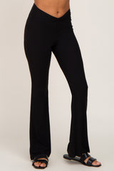 Black Ribbed Layered V-Front Leggings