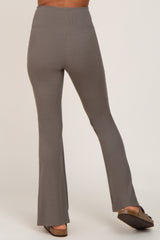 Olive Ribbed Layered V-Front Leggings