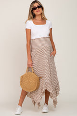 Mocha Gingham Handkerchief Maternity Skirt