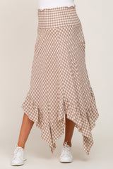 Mocha Gingham Handkerchief Maternity Skirt