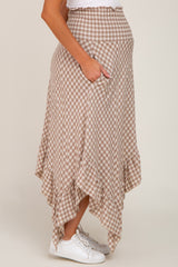 Mocha Gingham Handkerchief Maternity Skirt